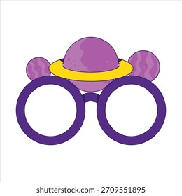Birthday Glasses Theme Planet Space Cartoon Icon Illustration