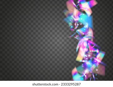 Birthday Glitter. Laser Celebrate Illustration. Shiny Flyer. Bokeh Confetti. Bright Art. Rainbow Texture. Flying Foil. Violet Metal Background. Purple Birthday Glitter