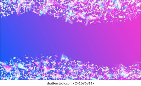 Birthday Glitter. Rainbow Flag. Happy Pattern. Isolated Poster. 3d Background. Carnival Ribbon. Art Iridescent Serpentine. Pink Light Effect. Blue Birthday Glitter