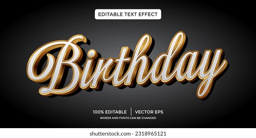 Plantilla de efecto de texto 3D de lujo de oro de cumpleaños