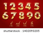 Birthday golden numbers and ending of the words isolated on red background. Vector design elements