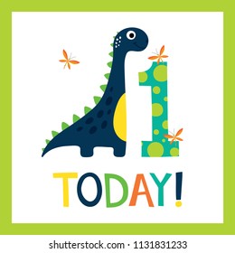 Birthday greating card with cute dino.