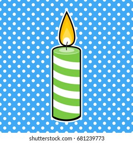 birthday green candle pop art vector illustration 