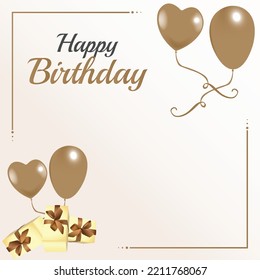 birthday greeting with balloons and gifts background and space for text