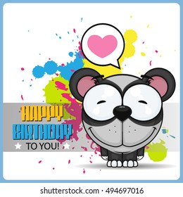 Birthday greeting card with cartoon panda.