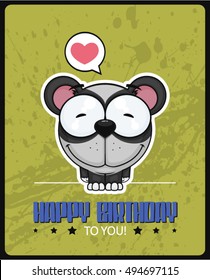 Birthday greeting card with cartoon panda.