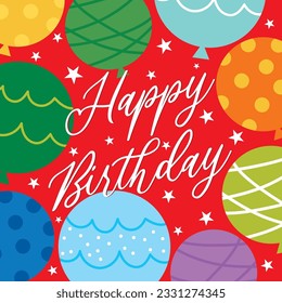 birthday greeting card with colorful balloon design