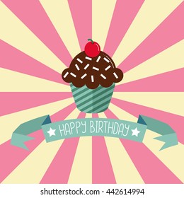 Birthday greeting card with cupcake