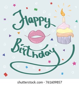 Birthday greeting card with cupcake and candle