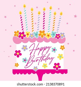 birthday greeting card with cute cake design