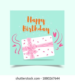 Birthday greeting card decorated with gift box