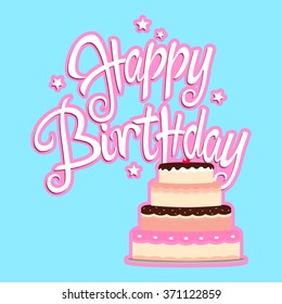 Birthday greeting card with decorative cake