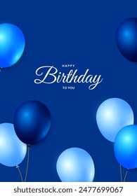 Birthday greeting card design with balloons. Birthday party invitation template. Vector illustration