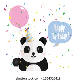 Birthday greeting card design with cute panda