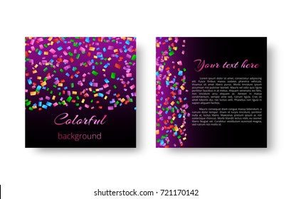 Birthday greeting card design with multicolored paper confetti