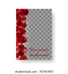 Birthday greeting card design with soaring rose petals