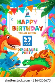 birthday greeting card with dinosaurs