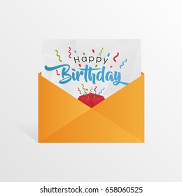 Birthday Greeting Card With Envelope And Ribbon, Happy Birthday