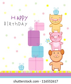 Birthday greeting card, friends.