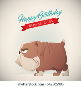 Birthday greeting card with funny dog character.