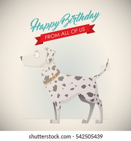 Birthday greeting card with funny dog character.
