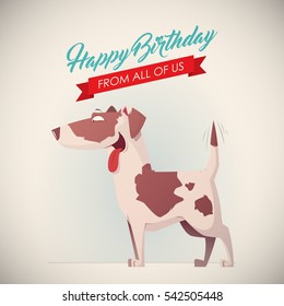Birthday greeting card with funny dog character.