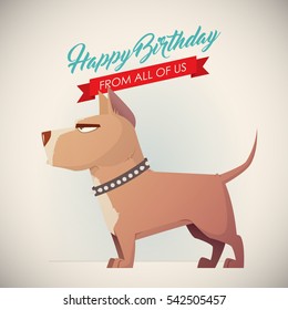 Birthday greeting card with funny dog character.