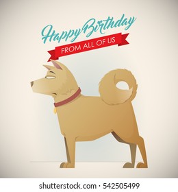 Birthday greeting card with funny dog character.