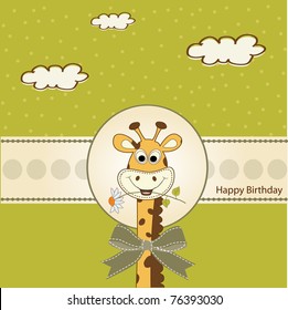 birthday greeting card with giraffe