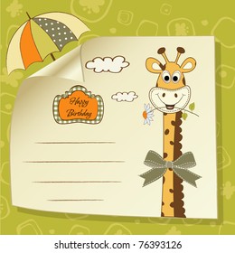 birthday greeting card with giraffe
