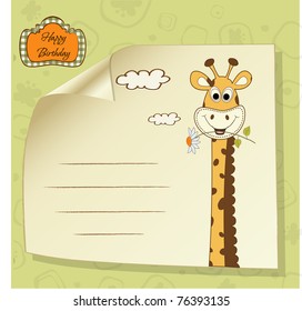 birthday greeting card with giraffe