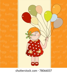 birthday greeting card with girl