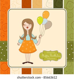 birthday greeting card with girl