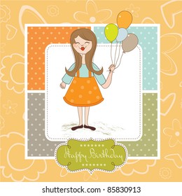 birthday greeting card with girl
