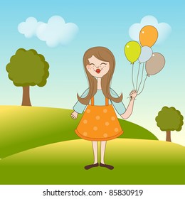 birthday greeting card with girl