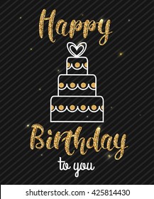 Birthday greeting card on dark background. Vector illustration