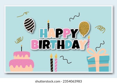 A birthday greeting card paper cut style