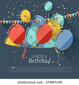 Birthday greeting card with place for your text - flat design style