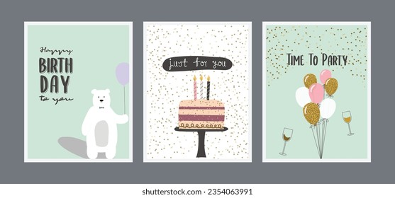 A birthday greeting card set