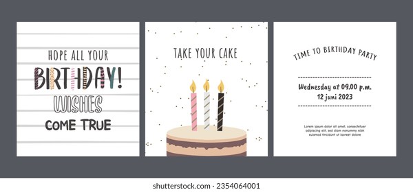 A birthday greeting card set