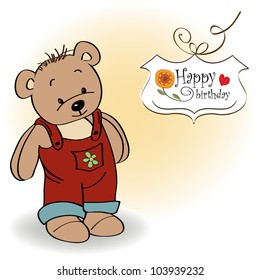 birthday greeting card with teddy bear