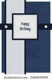 Birthday greeting card template, Happy Father's Day. Brutal male design in blue retro style. Vector