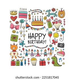 Birthday greeting card template. Holiday background. Postcard for your design.