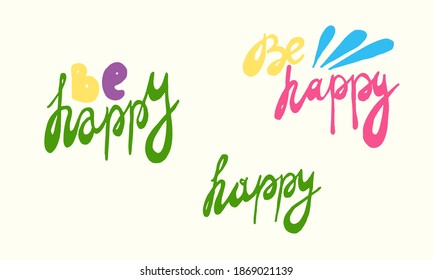 Birthday greeting card templates. Vector illustration isolated on white background. Lettering for sticker pack, greeting card, party stuff, school banner or poster