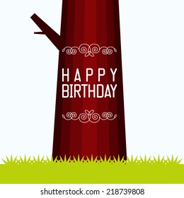 Birthday greeting card with tree background