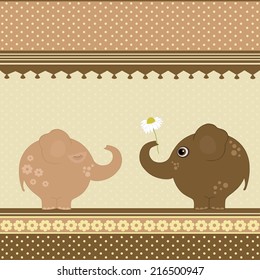 Birthday greeting card with two elephants