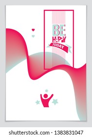 Birthday greeting card vector design. Includes lettering composition and balloons combined with wavy fluid colorful shape abstract backgrounds collection. 