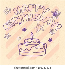 birthday greeting card, vector illustration