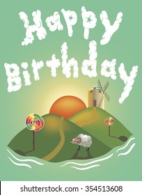 Birthday Greeting Card. Vector illustration