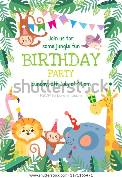 Download Birthday Greeting Cards Cute Animals Funny Stock Vector ...